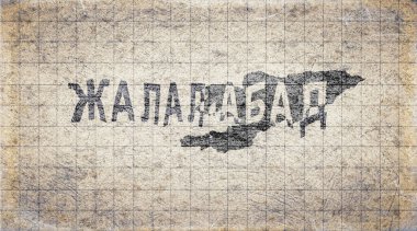 Kırgızistan Celal Abad Retro Typography Haritası