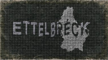 Lüksemburg Ettelbruck Retro Tipografi Haritası