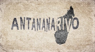 Madagaskar Antananarivo Retro Tipografi Haritası