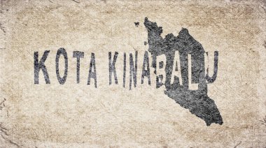 Malezya Kota Kinabalu Retro Tipografi Haritası
