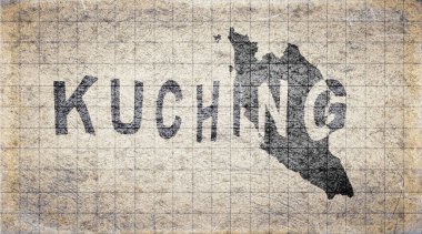 Malezya Kuching Retro Tipografi Haritası