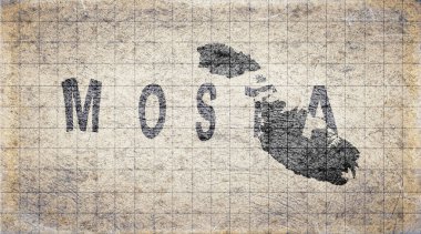 Malta Mosta Retro Tipografi Haritası