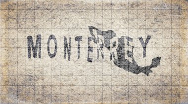 Meksika Monterrey Retro Tipografi Haritası