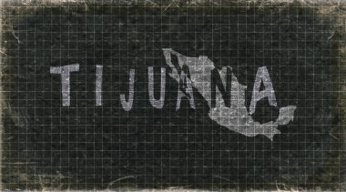 Meksika Tijuana Retro Tipografi Haritası