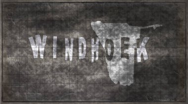 Namibya Windhoek Tebeşir Tahta Tipografi Haritası