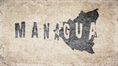 Nikaragua Managua Retro Tipografi Haritası