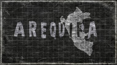 Peru Arequipa Tebeşir Tahta Tipografi Haritası