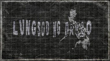 Filipinler Davao Şehri Tebeşir Tahta Haritası