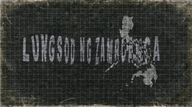 Filipinler Zamboanga Şehri Retro Tipografi Haritası