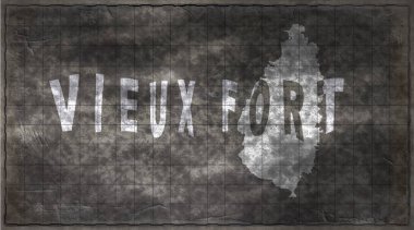 Saint Lucia Vieux Fort Chalkboard Typography Haritası