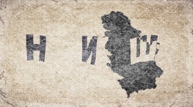 Sırbistan Nis Retro Tipografi Haritası