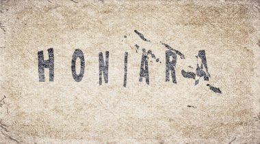 Solomon Adaları Honiara Retro Tipografi Haritası