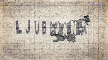 Slovenya Ljubljana Retro Tipografi Haritası