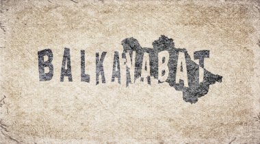 Türkmenistan Balkanabat Retro Tipografi Haritası