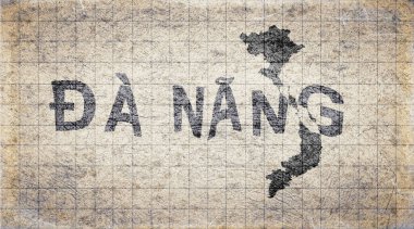 Vietnam Da Nang Retro Tipografi Haritası