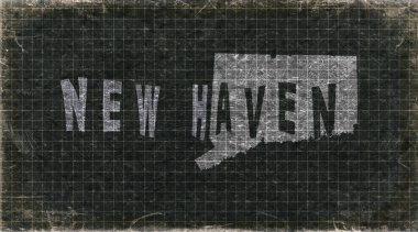 Connecticut New Haven Retro Tipografi Haritası