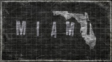 Florida Miami Chalkboard Typography Haritası