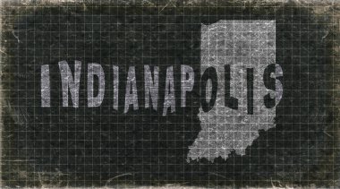 Indiana Indianapolis Retro Tipografi Haritası
