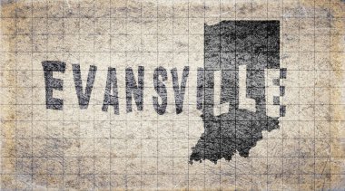 Indiana Evansville Retro Tipografi Haritası