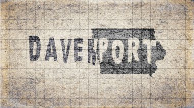 Iowa Davenport Retro Tipografi Haritası