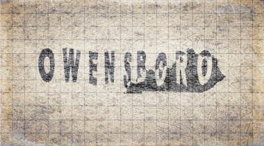 Kentucky Owensboro Retro Tipografi Haritası