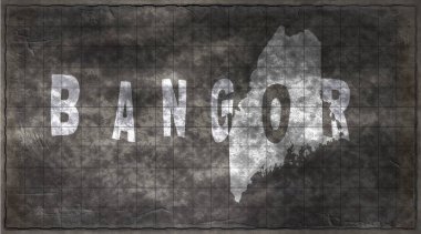 Maine Bangor Tebeşir Tahta Tipografi Haritası