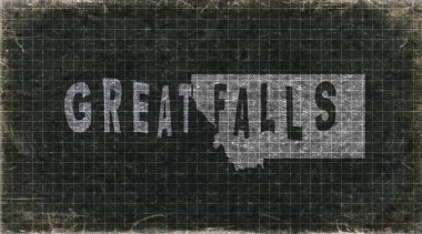 Montana Great Falls Retro Tipografi Haritası