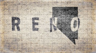 Nevada Reno Retro Tipografi Haritası