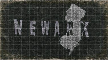 New Jersey Newark Retro Tipografi Haritası