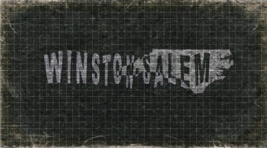 Kuzey Carolina Winston Salem Retro Tipografi Haritası