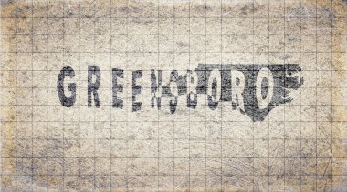 Kuzey Carolina Greensboro Retro Tipografi Haritası