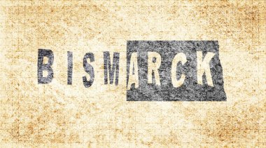 Kuzey Dakota Bismarck Tebeşir Tahta Tipografi Haritası