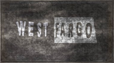 Kuzey Dakota Batı Fargo Chalkboard Typography Haritası