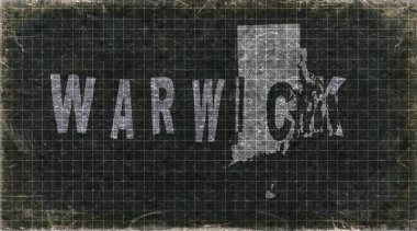 Rhode Island Warwick Retro Tipografi Haritası