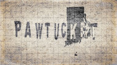 Rhode Island Pawtucket Retro Tipografi Haritası