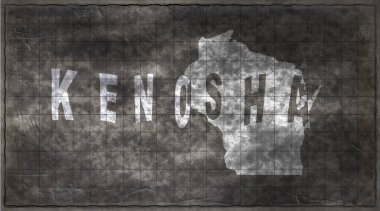 Wisconsin Kenosha Tebeşir Tahta Tipografi Haritası