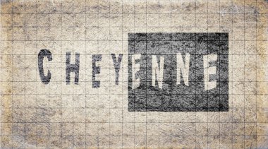 Wyoming Cheyenne Retro Tipografi Haritası