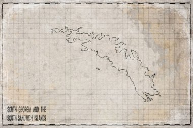 Güney Georgia 'nın Antik Haritası ve Yıllanmış Kağıt üzerinde Güney Sandviç Adaları, Tarihi Harita
