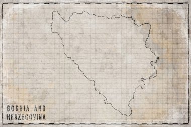 Bosna-Hersek 'in Eski Kağıt ve Tarihi Haritası Üzerine Antik Harita