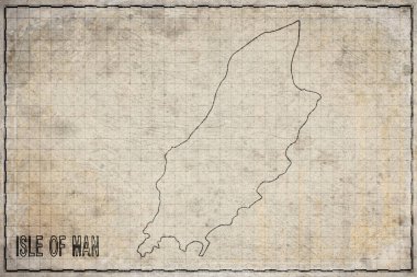 Tarihsel Haritada Yaşlanmış Kağıt Üzerinde İnsan Adasının Antik Haritası