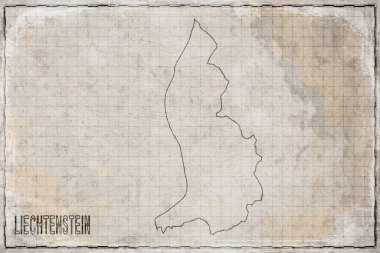 Liechtenstein Antik Haritası Yaşlanmış Kağıt, Tarihi Harita