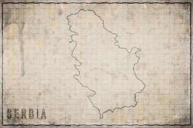 Sırbistan 'ın Eski Kağıt ve Tarihi Haritası Üzerine Antik Harita