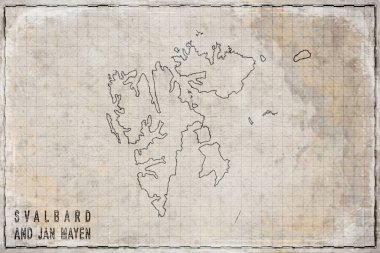 Svalbard 'ın Antika Haritası ve Jan Mayen Yaşlanmış Kağıt, Tarihi Harita