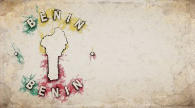 Eskimiş Kağıt üzerinde Benin Vintage Ülke Damga Haritası