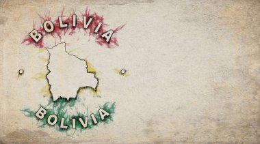 Eskimiş Kağıt üzerinde Bolivya Eski Ülke Damga Haritası