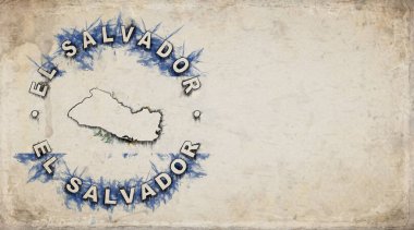 El Salvador Eski Ülke Pul Haritası Eskimiş Kağıt