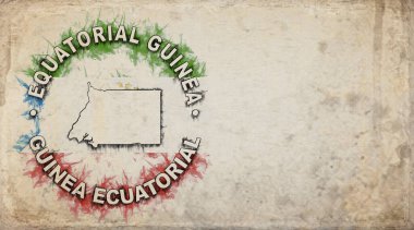 Yıpranmış Kağıt üzerinde Ekvator Ginesi Eski Ülke Damga Haritası