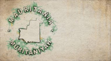 Yıpranmış Kağıt Üzerine Moritanya Vintage Ülke Damga Haritası