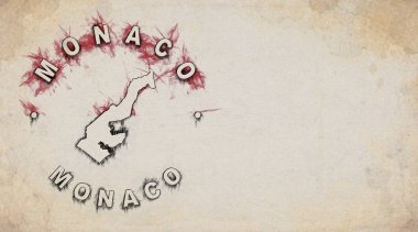 Yıpranmış Kağıt Üzerine Monako Eski Ülke Damga Haritası