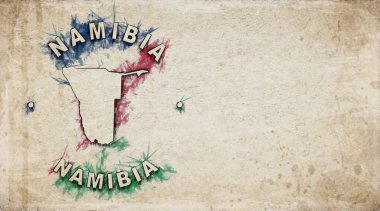 Namibya Eski Ülke Yıpranmış Kağıt Haritası